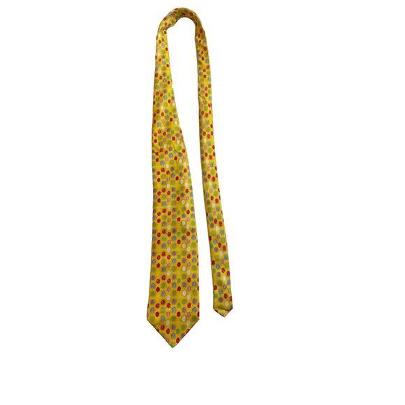 Wild Ties Starburst Easter Eggs Holiday Necktie Yellow 100% Silk - Picture 2 of 7
